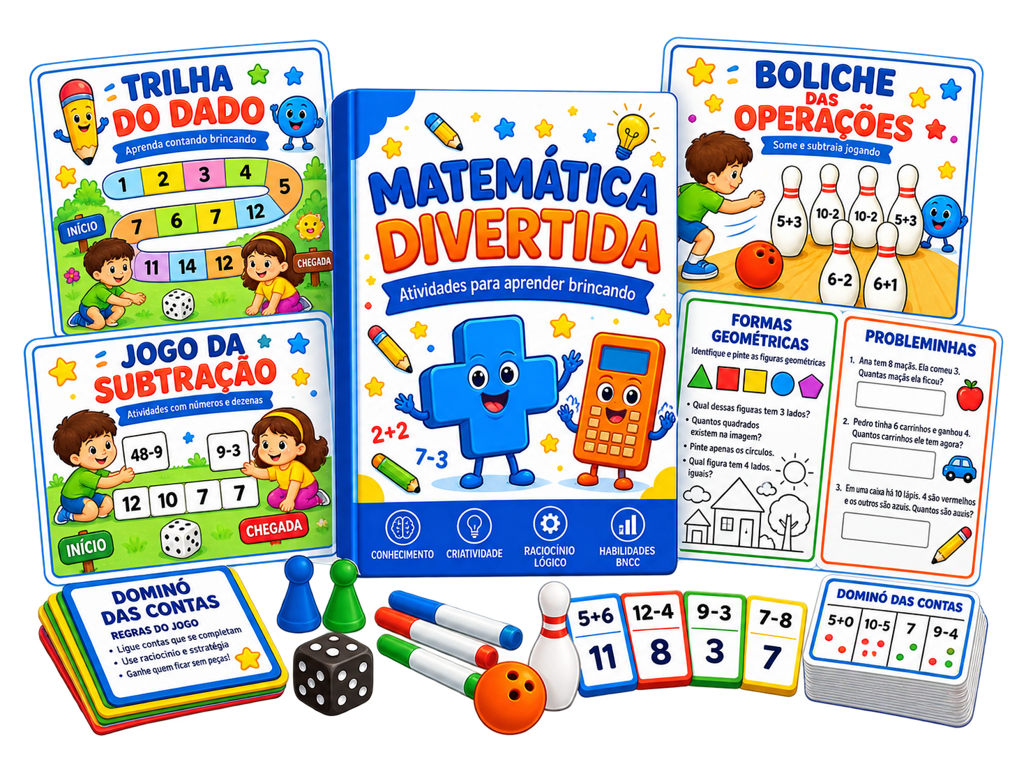 Coleção de +275 atividades de matemática impressas: jogos, tabuadas, dominós e atividades prontas para a professora aplicar em sala
